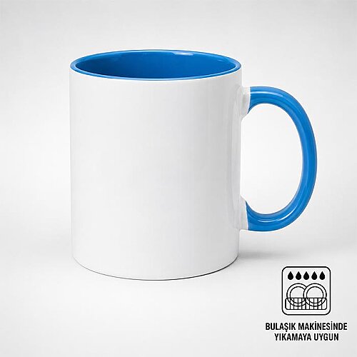 Sublimasyon Sapı ve İçi Renkli Kupa Mavi - Mega - 