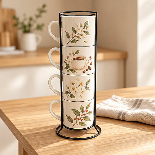 Sublimasyon Standlı Nescafe Fincan Seti - 4lü - 