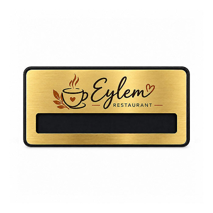 Sublimasyon Yaka İsimlik Plastik KC3020 Altın Dikd - 1
