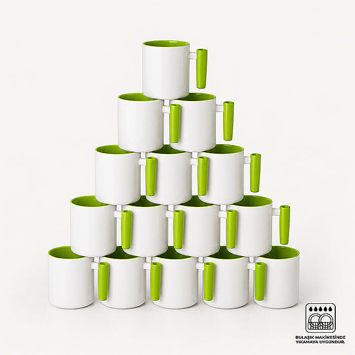 Süblimasyon Yeşil Ahşap Saplı ve İçli Kupa UC Ksz - 1