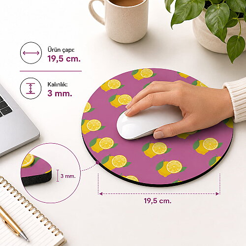 Sublimasyon Yuvarlak Mouse Pad 3mm 19,5cm - (1)
